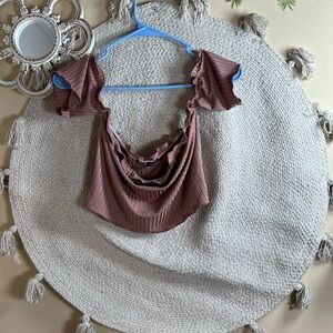 Mauve SHEIN off the shoulder crop top